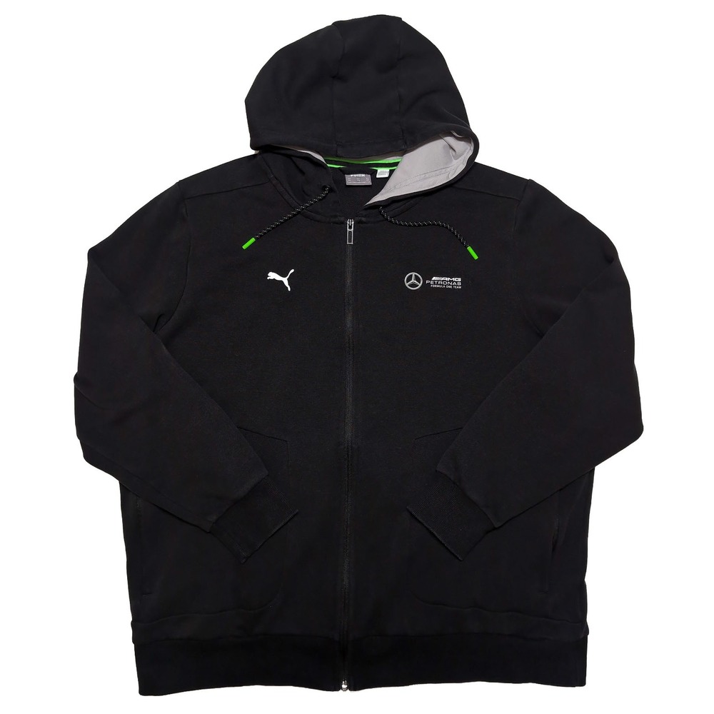 PUMA Mercedes AMG Petronas F1 Hoodie Mens XXL 2XL Black Full Zip 623744